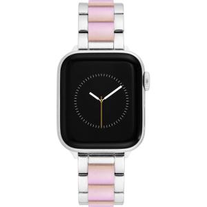 imageAnne Klein Fashion Resin Bracelet for Apple Watch Secure Adjustable Apple Watch Replacement Band Fits Most WristsSilverIridescent