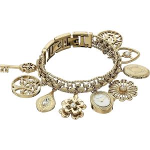 imageAnne Klein Womens Premium Crystal Accented Charm Bracelet WatchGold