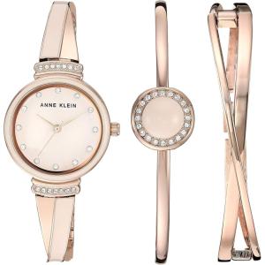 imageAnne Klein Womens Premium Crystal Accented Watch and Bangle SetRose GoldPink