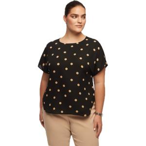 imageAnne Klein Womens Short Sleeve Blouse with Bateau NecklineBlackOff WhiteLatte