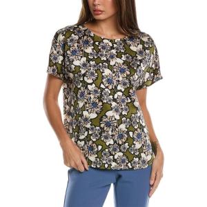 imageAnne Klein Womens Short Sleeve Blouse with Bateau NecklineFoliageWhite