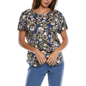 imageAnne Klein Womens Short Sleeve Blouse with Bateau NecklineFreshwater Multi