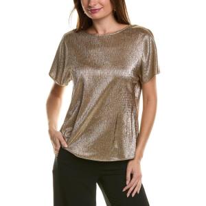 imageAnne Klein Womens Short Sleeve Blouse with Bateau NecklineGold