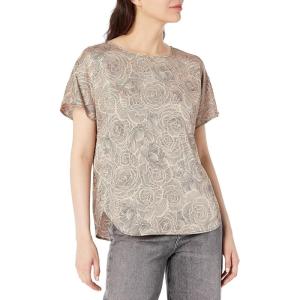 imageAnne Klein Womens Short Sleeve Blouse with Bateau NecklineMultiBirch