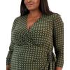 imageAnne Klein Womens Plus Size Printed Ity 34 SLV Wrap TopRetro OliveBlack