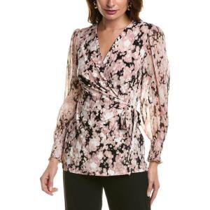 imageAnne Klein Womens Ity W Printed Hmc Long Smocked SWistful Rose Multi