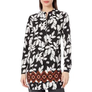 imageAnne Klein Womens LS PopOver Blouse with Covered PlacketBlackDark Chestnut