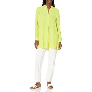 imageAnne Klein Womens LS PopOver Blouse with Covered PlacketCelery