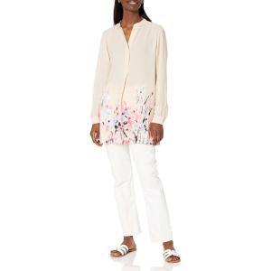 imageAnne Klein Womens LS PopOver Blouse with Covered PlacketCream Combo