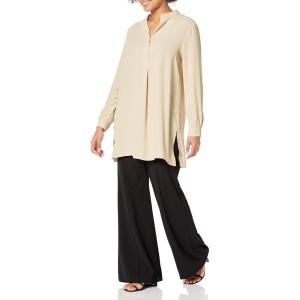 imageAnne Klein Womens LS PopOver Blouse with Covered PlacketCrema