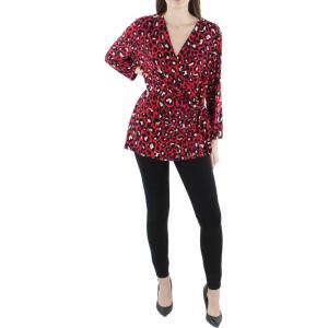 imageAnne Klein Womens Plus Size Printed Ity 34 SLV Wrap TopPoppy Multi