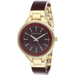imageAnne Klein Womens Premium Crystal Accented Resin Bangle WatchBurgundyGold