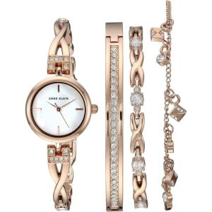 imageAnne Klein Womens Premium Crystal Accented SilverTone Watch and Bracelet SetRose Gold