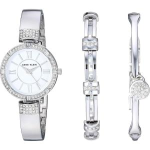 imageAnne Klein Womens Premium Crystal Accented Watch and Bracelet SetSilver