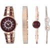 imageAnne Klein Womens AK3286BKST Premium Crystal Accented GoldTone and Black Watch and Bracelet SetBurgundyRose Gold