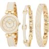 imageAnne Klein Womens Accented Bangle Watch and Bracelet Set AK3296GoldIvory