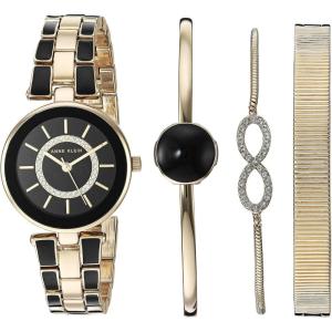 imageAnne Klein Womens AK3286BKST Premium Crystal Accented GoldTone and Black Watch and Bracelet SetGoldBlack