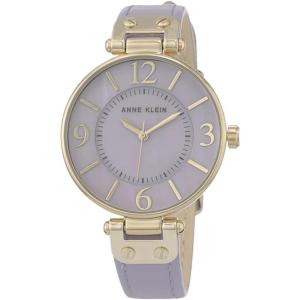 imageAnne Klein Womens Leather Strap WatchLavenderGold