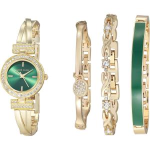 imageAnne Klein Womens Premium Crystal Accented Bangle Watch and Bracelet Set AK2238GoldGreen