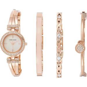 imageAnne Klein Womens Premium Crystal Accented Bangle Watch and Bracelet Set AK2238Rose GoldPink
