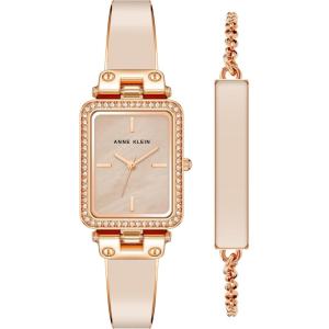 imageAnne Klein Womens Premium Crystal Accented Bangle Watch and Bracelet Set AK3898Rose GoldBlush Pink