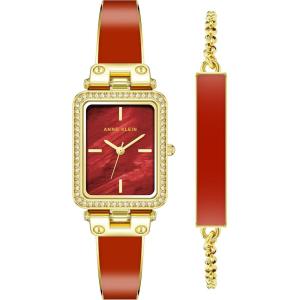 imageAnne Klein Womens Premium Crystal Accented Bangle Watch and Bracelet Set AK3898Rust BrownGold