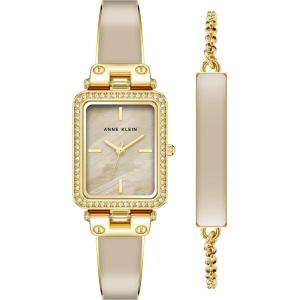 imageAnne Klein Womens Premium Crystal Accented Bangle Watch and Bracelet Set AK3898TanGold