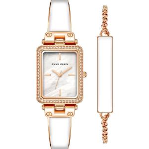 imageAnne Klein Womens Premium Crystal Accented Bangle Watch and Bracelet Set AK3898WhiteRose Gold