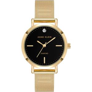 imageAnne Klein Womens Genuine Diamond Dial Mesh Bracelet Watch AK5078GoldBlack