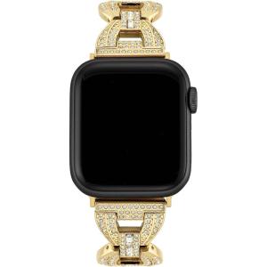 imageAnne Klein Premium Crystal Accented Fashion Bracelet for Apple Watch Secure Adjustable Apple Watch Band Replacement Fits Most WristsGold