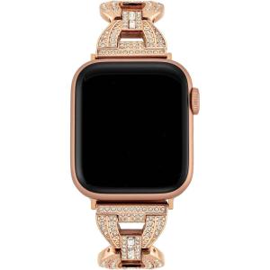 imageAnne Klein Premium Crystal Accented Fashion Bracelet for Apple Watch Secure Adjustable Apple Watch Band Replacement Fits Most WristsRose Gold
