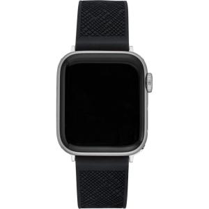 imageAnne Klein Silicone Fashion Band for Apple Watch Secure Adjustable Apple Watch Band Replacement Fits Most WristsBlackSilver