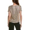 imageAnne Klein Womens Sequin WTriple Mesh Ss Banded TeeChampagneivory