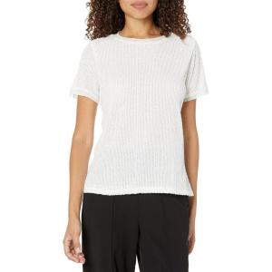 imageAnne Klein Womens Sequin WTriple Mesh Ss Banded TeeBright White