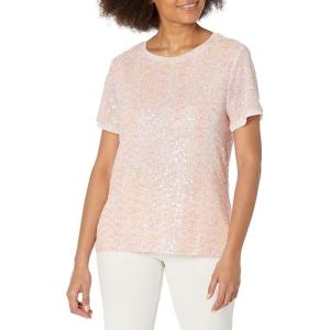 imageAnne Klein Womens Sequin WTriple Mesh Ss Banded TeeRosette Combo