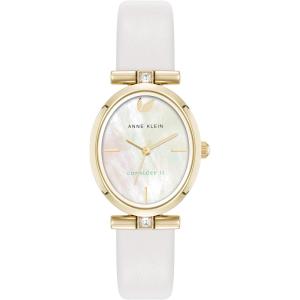 imageAnne Klein Womens Premium Crystal Accented Sustainable Leather Strap WatchWhite