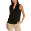 imageAnne Klein Womens Harmony Knit VNeck Sleeveless Tie BlousAsphalt