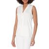 imageAnne Klein Womens Harmony Knit VNeck Sleeveless Tie BlousBright White