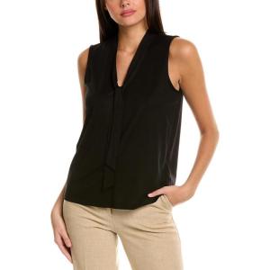 imageAnne Klein Womens Harmony Knit VNeck Sleeveless Tie BlousAsphalt
