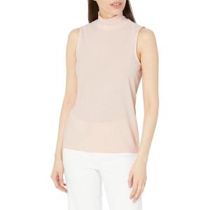 imageAnne Klein Womens Portofino Rib Sleeveless Mockneck PullovPeach Blossom
