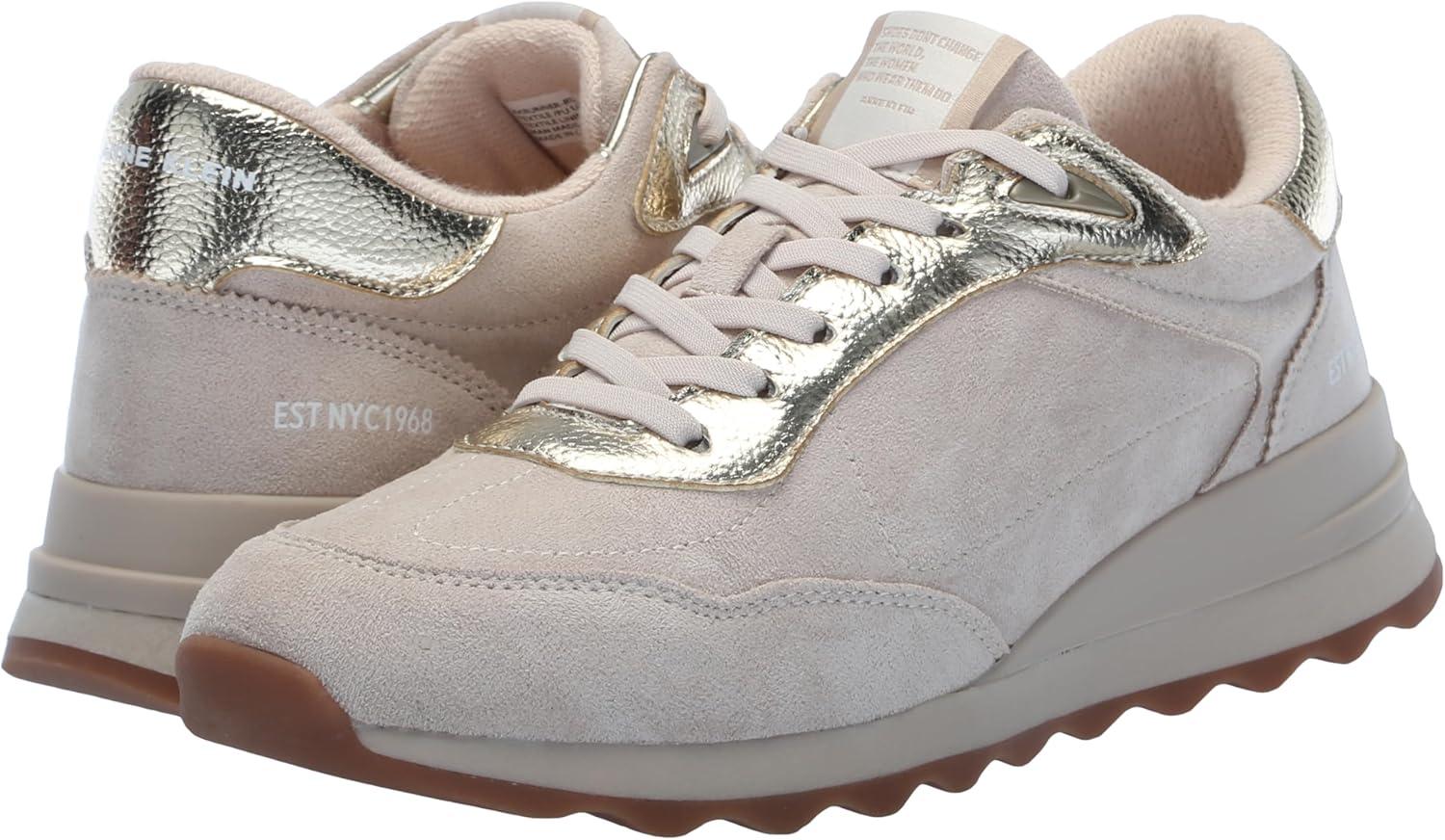 imageAnne Klein Womens Runner Faux Suede Lifestyle Casual and Fashion SneakersBeige