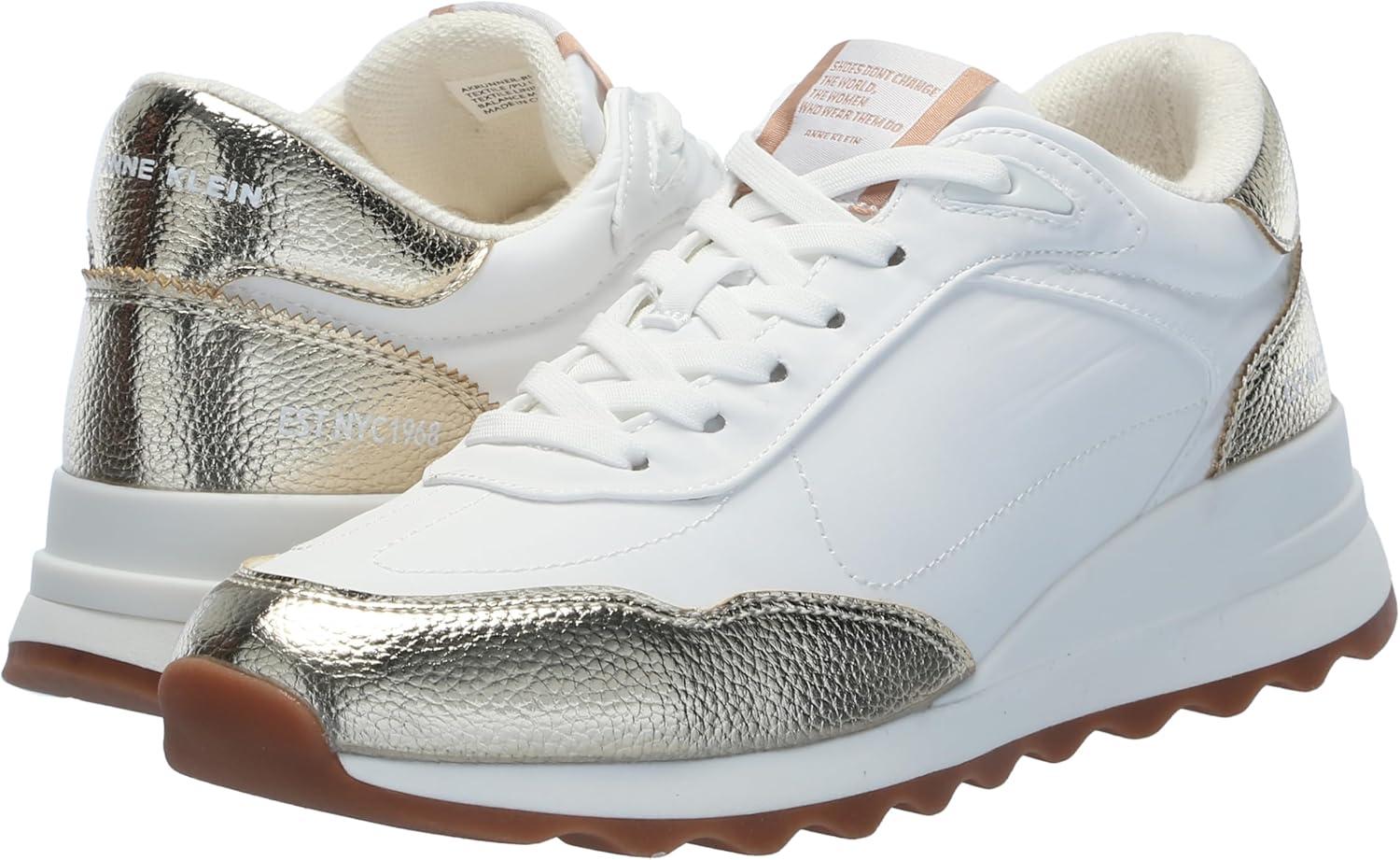 imageAnne Klein Womens Runner Faux Suede Lifestyle Casual and Fashion SneakersWhite