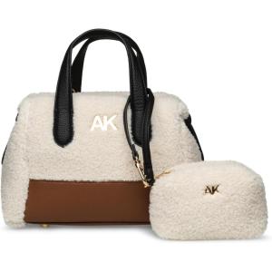 imageAnne Klein color blocked satchel with sherpa detailing