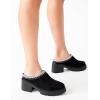 imageAnne Klein Womens Daylin Faux Fur Faux Suede ClogsBlack
