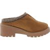imageAnne Klein Womens Daylin Faux Fur Faux Suede ClogsCognac