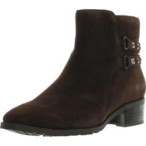 imageAnne Klein Womens CAIMILE Zipper Leather Ankle BootsDark Brown Suede