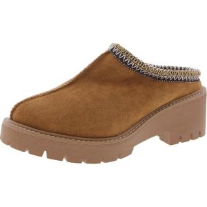 imageAnne Klein Womens Daylin Faux Fur Faux Suede ClogsCognac