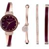 imageAnne Klein Womens Premium Crystal Accented Bangle Watch SetBurgundyRose Gold