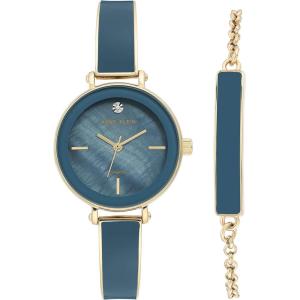 imageAnne Klein Womens Genuine Diamond Dial Bangle Watch with Bracelet Set AK3620BlueGold