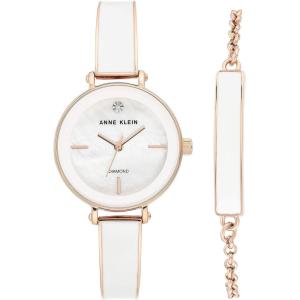 imageAnne Klein Womens Genuine Diamond Dial Bangle Watch with Bracelet Set AK3620Rose GoldWhite